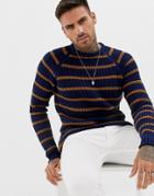 Blend Stripe Sweater In Blue - Blue