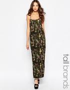 Noisy May Tall Sleeveless Printed Maxi Dress - Khaki Multi