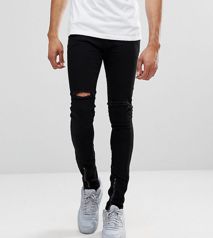 Liquor N Poker Tall Skinny Zip Front Skinny Jeans - Black