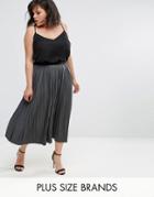 Elvi Jersey Pleated Skirt - Gray