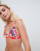 Asos Design Hawaiian Tropical Print Underwired Bikini Top - Multi
