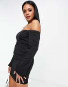 Asos Design Off Shoulder Structured Mini Dress In Black