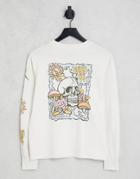 Vans Oversized Long Sleeve T-shirt With Skull Print In Beige-neutral