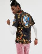 Asos Design Regular Fit Baroque Shirt-black