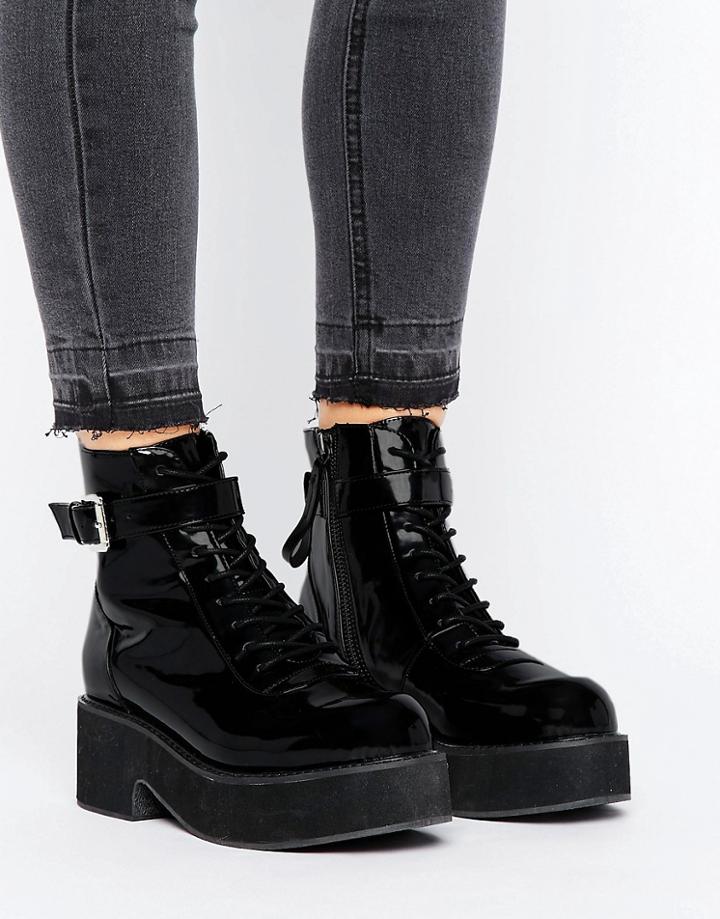 Asos Ruthless Chunky Lace Up Boots - Black