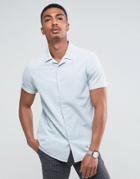 Asos Regular Fit Laundered Shirt With Revere Collar In Pale Blue - Blue
