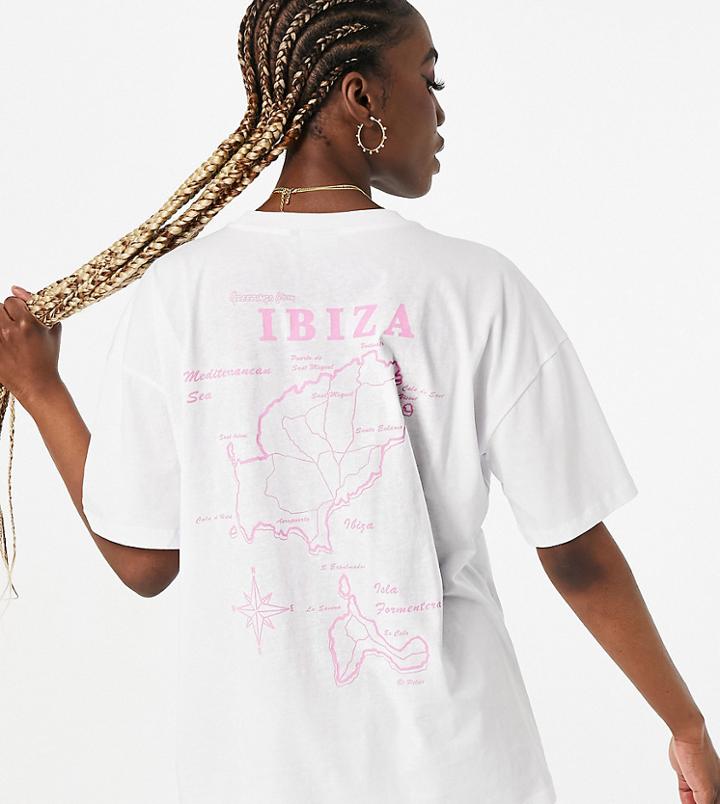 Asos Design Tall Oversized T-shirt With Ibiza Print In White