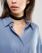Asos Velvet Wrapped Choker Necklace - Black