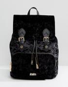 Faith Velvet Double Buckle Backpack - Black
