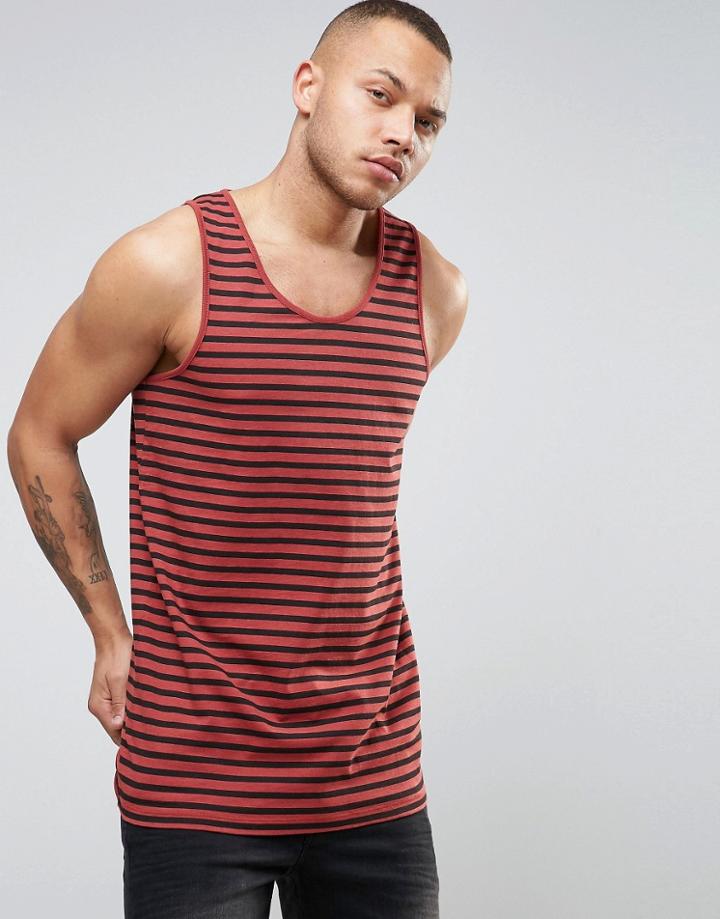 Asos Longline Relaxed Stripe Tank - Red