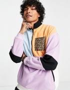 Crooked Tongues Polar Fleece Half Zip Sweatshirt In Color Block-multi
