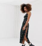 Collusion Longline Cami Dress With Lattice - Black