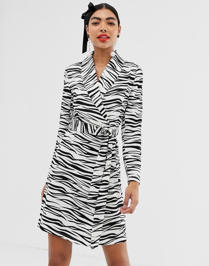 Unique21 Zebra Print Wrap Dress - Multi