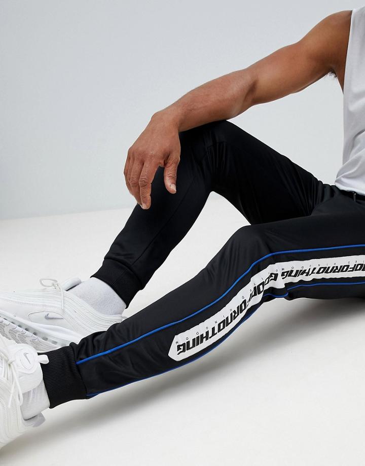 Good For Nothing Skinny Joggers In Black With Logo Side Stripe - Black