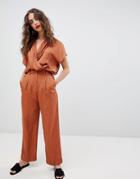 Mango Wide Leg Matching Pants - Brown