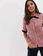 Vila Retor Print Shirt With Contrast Details - Multi