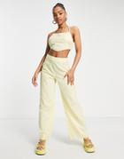 Miss Selfridge Linen Blend Wide Leg Pants In Lemon - Part Of A Set-yellow