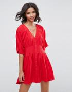 Asos Casual Tea Mini Dress-red