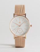 Asos Curve Large Clean Dial Watch With Faux Crocodile Strap - Cream