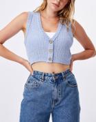Cotton: On Cropped Sleeveless Knitted Vest In Blue-blues