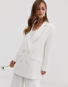 Asos Edition Double Breasted Wedding Jacket-white