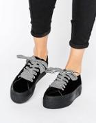 Sixtyseven Flatform Contrast Laceup Sneaker - Black