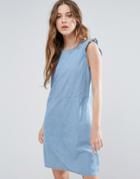 Blend She Mila Denim Frill Sleeve Dress - Blue