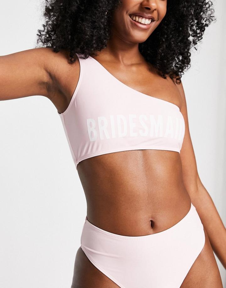 Unique 21 Bridesmaid One Shoulder Bikini Top In Pink