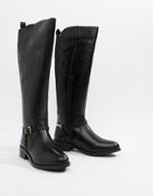 Dune Upton Leather Knee Boots - Black