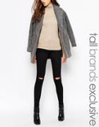 Vero Moda Tall Busted Knee Slim Jean - Black