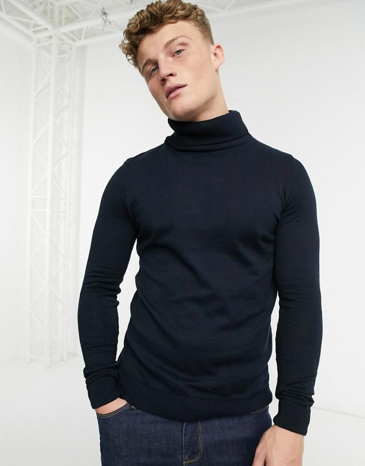 New Look Sweatshirt With Roll Neck In Navy