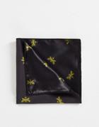 Bolongaro Trevor Pocket Square In Embroidered Bee Print-black