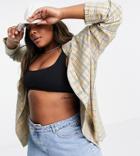 Urban Threads Plus Oversized Blazer In Check-brown