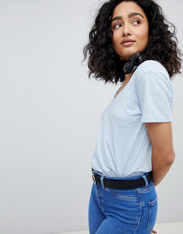 New Look Organic V Neck Tee - Blue