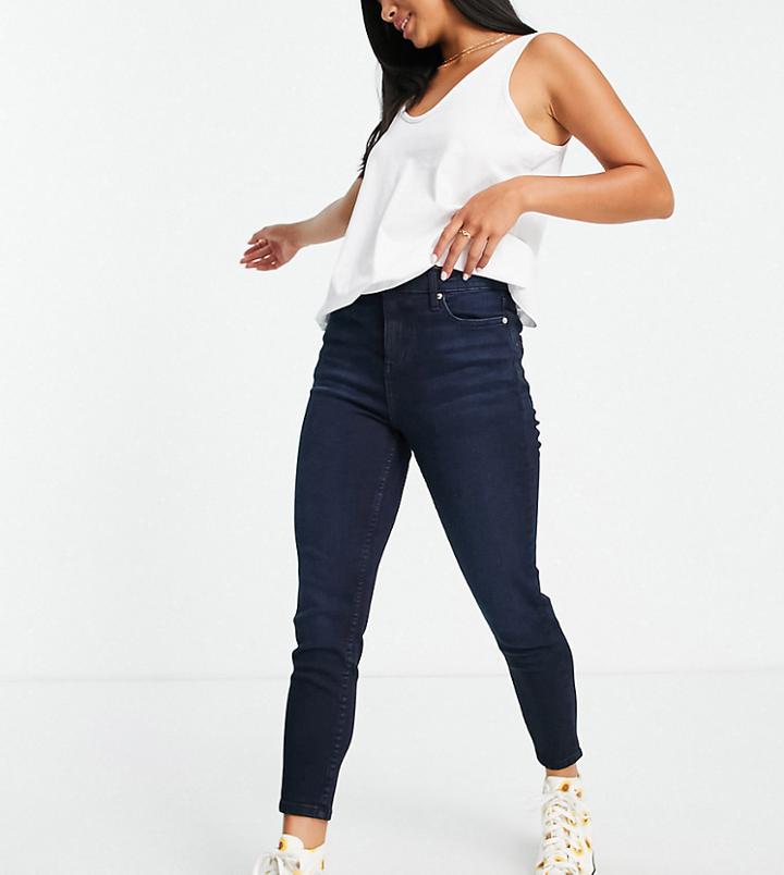 Miss Selfridge Petite Emily High Waist Ankle Grazer Skinny Jeans In Blue-blues