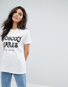 Mango Nobody Cares Motif T-shirt - White