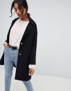 Asos Design Crepe Boyfriend Coat - Black