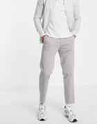 Selected Homme Organic Cotton Blend Slim Fit Smart Pants In Gray