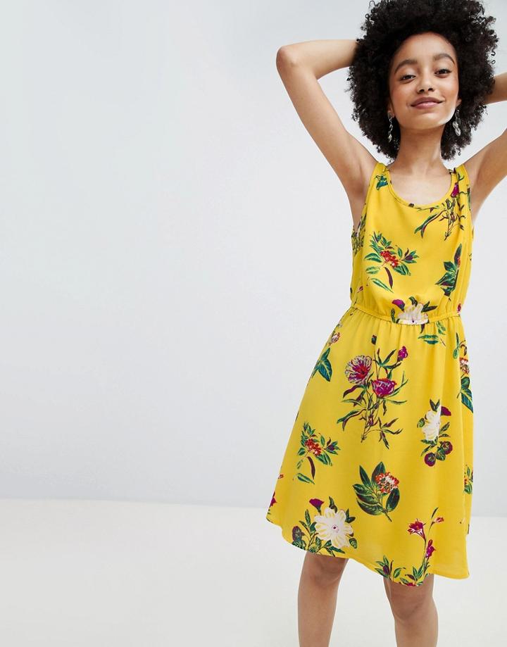 Only Bright Floral Sleeveless Skater Dress - Multi