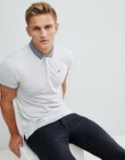 Hollister Modern Tonal Collar Icon Logo Pique Polo In Light Gray Marl - Gray
