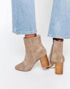 Asos Raine Suede Whipstitch Detail Boots - Gray