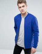 Asos Jersey Bomber Jacket With Distressing - Blue