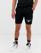 Asos Design Jersey Skinny Shorts With City Print - Black