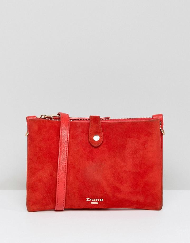 Dune Cross Body Bag In Bright Red Suede - Red
