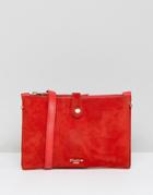 Dune Cross Body Bag In Bright Red Suede - Red