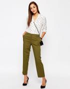 Asos Mid Rise Tailored Tapered Leg Pant - Olive