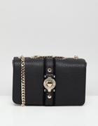 Versace Jeans Embossed Logo Crossbody Bag With Studding Detail - Black