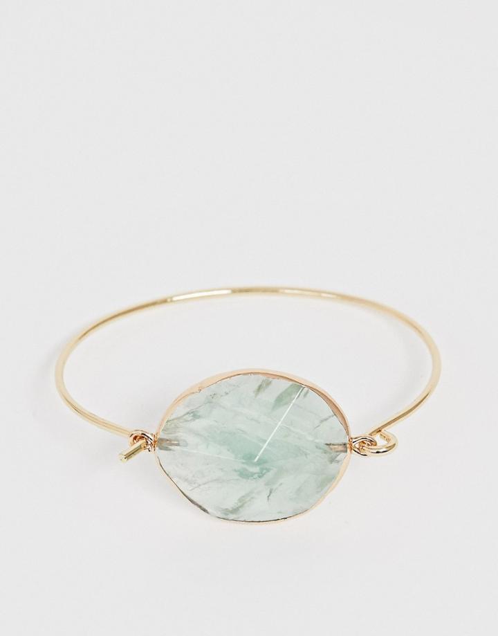 Asos Design Bracelet With Semi-precious Stone Slice In Gold Tone - Gold