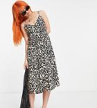 Influence Petite Cotton Poplin Cami Midi Dress In Leopard Print-multi