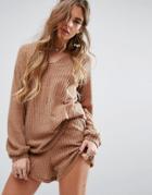 Honey Punch Chunky Ribbed Sweater Co-ord - Beige